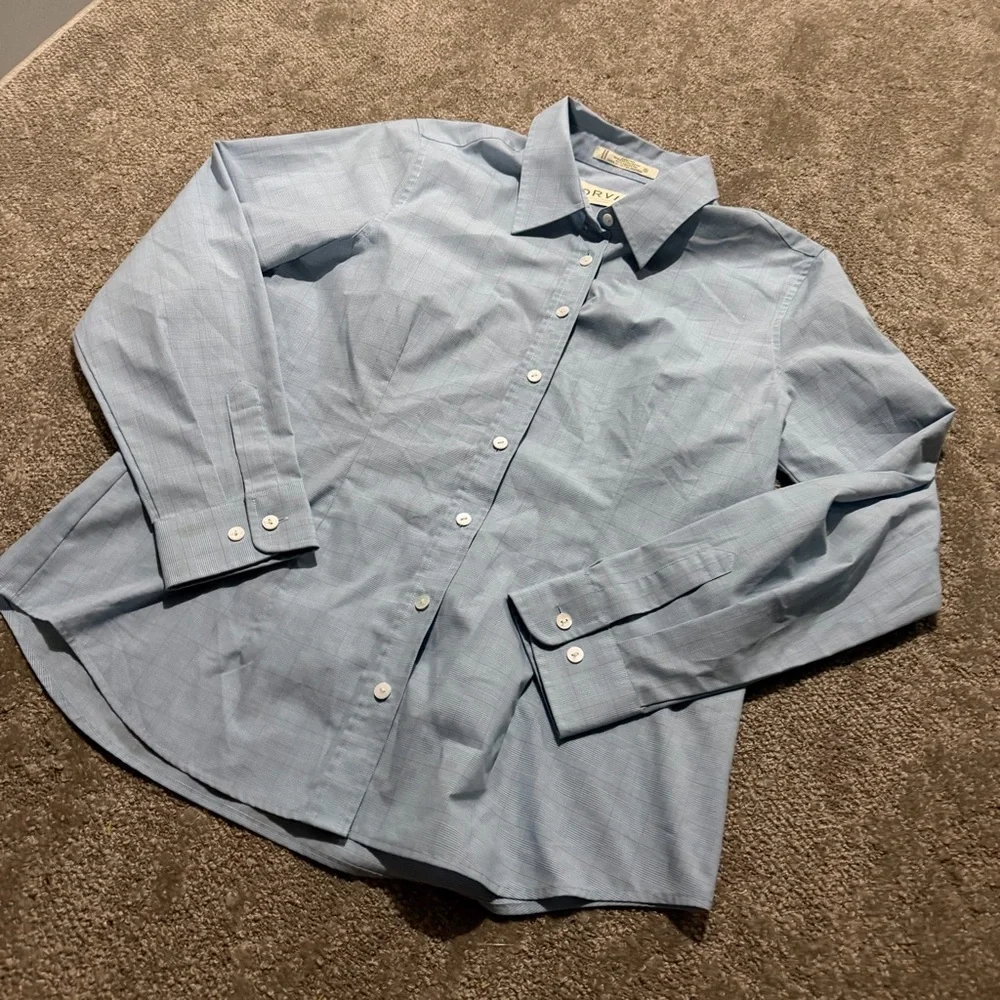 Orvis young‎ boys button down collared dress shirt in youth size 10 blue pattern
